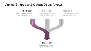 Vertical 3-Input 1-Output Down Arrows Template for Presentation 
