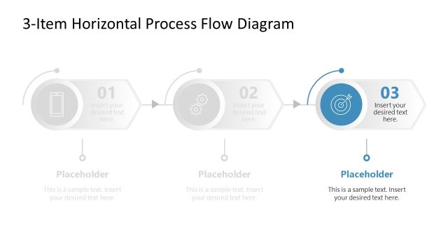 3-Item Horizontal Process Flow Template Slide Diagram