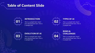 AI Training Template slide for Table of Contents 