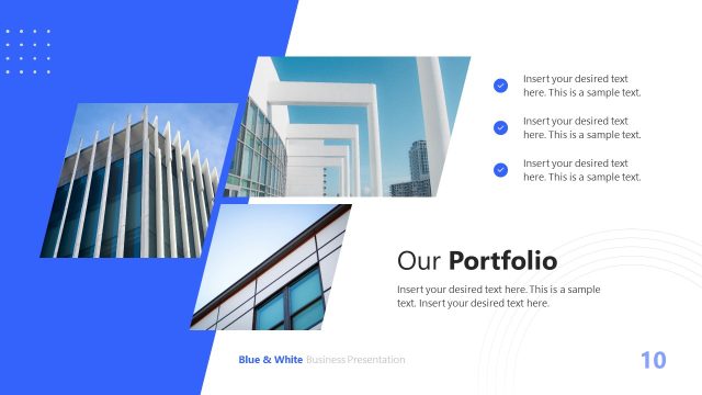 Our Portfolio PPT Slide – Blue & White Business Template
