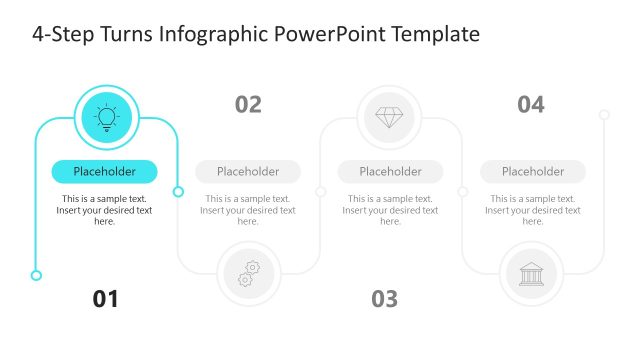 4-Step Turns Infographic PPT Diagram Slide