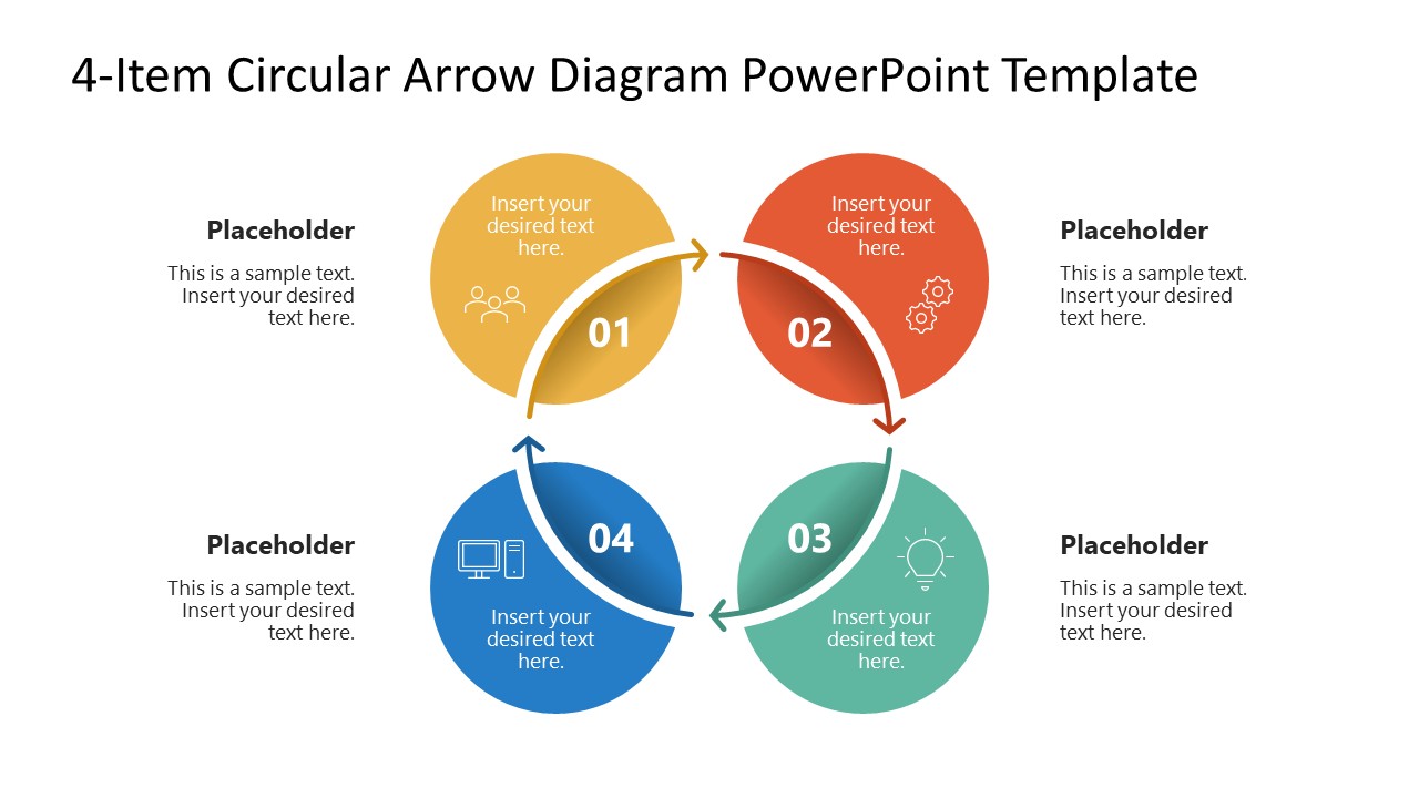 4-Item Circular Arrow Diagram Presentation Template