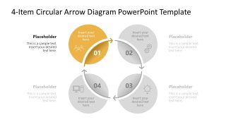 4-Item Circular Arrow Diagram Template Slide 