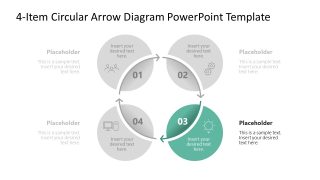 Editable 4-Item Circular Arrow Diagram PPT Slide 