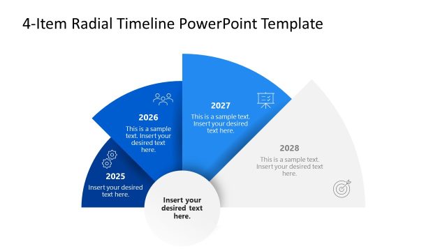 4-Item Radial Timeline Template with Infographics