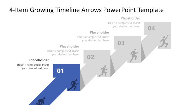 4-Item Growing Timeline Arrows Presentation Diagram