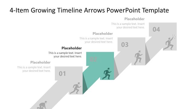 4-Item Growing Timeline Arrows Template Slide