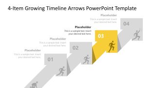 4-Item Growing Timeline Arrows Slide PPT Layout 