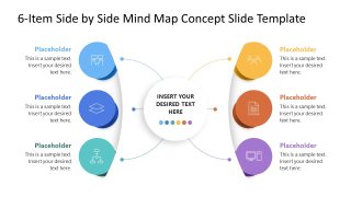 6-Item Side by Side Mind Map Concept Diagram Slide 