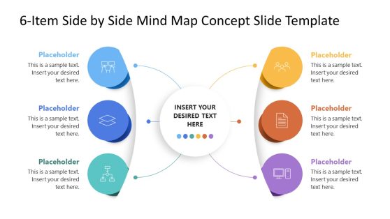 6-Item Side by Side Mind Map Concept Diagram Slide 