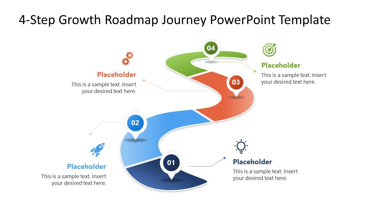 4-Step Growth Roadmap PowerPoint Template
