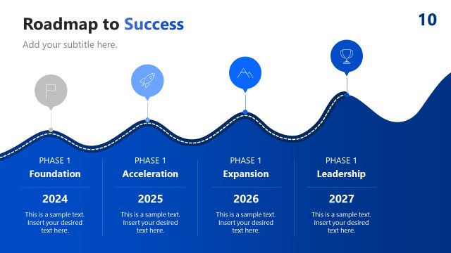 Roadmap to Success Four Step Process Diagram Slide