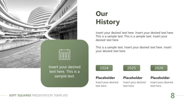 Our History Timeline Slide – Soft Squares Presentation Template