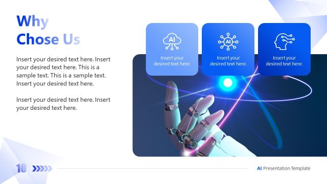 Why Choose Us PowerPoint Slide for AI Presentation Template