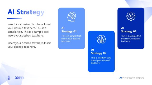AI Strategy Infographics Slide with Three Vertical Segments
