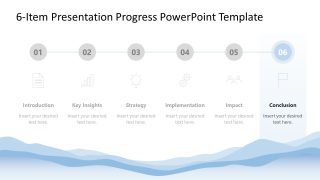 6-Item Progress Diagram Template with Color Highlight 