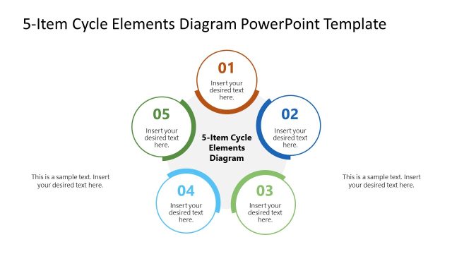 Editable 5-Item Cycle Elements Diagram PPT Template