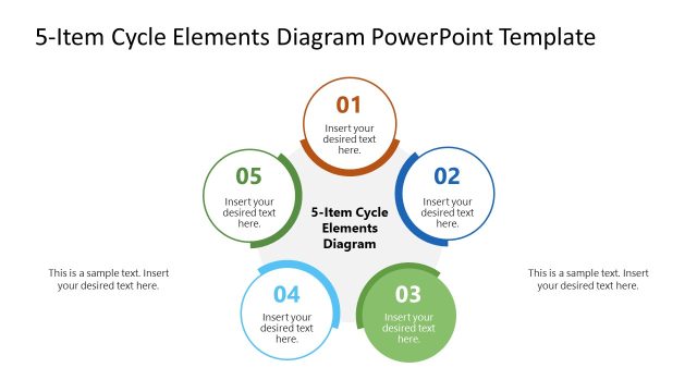 5-Item Cycle Elements Diagram PowerPoint Slide Deck