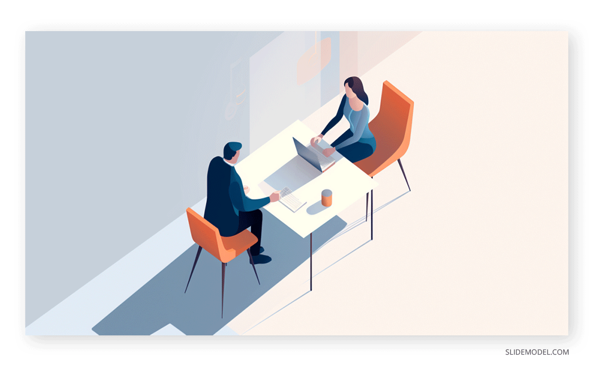 Upscaled illustration 1:1 Meeting with Midjourney