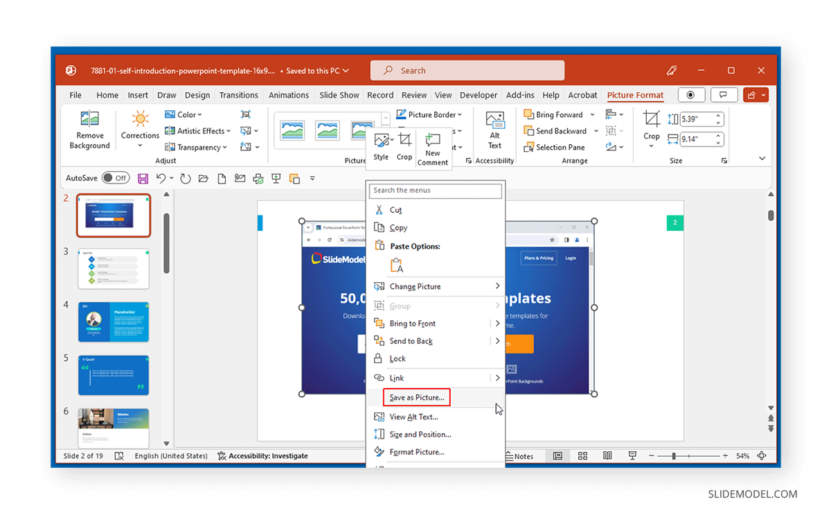 Save screenshot as picture in PowerPoint