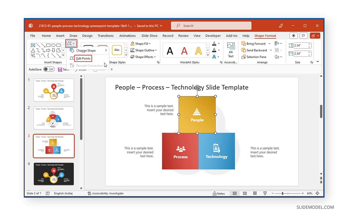 Edit shape points in PowerPoint