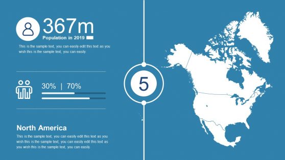 North America Map Template For Powerpoint With Map Marker Icons