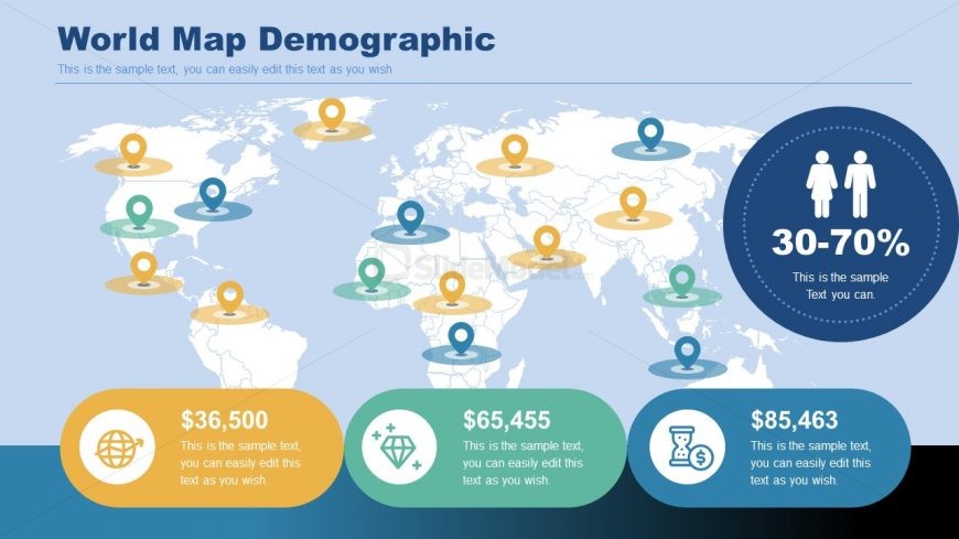 Editable World Map Template for Demographics 