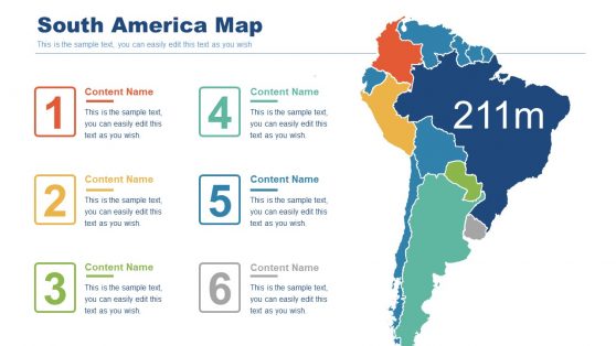 South America Continent Editable Map PowerPoint