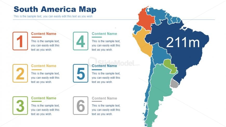 Editable Map of South America Continent 
