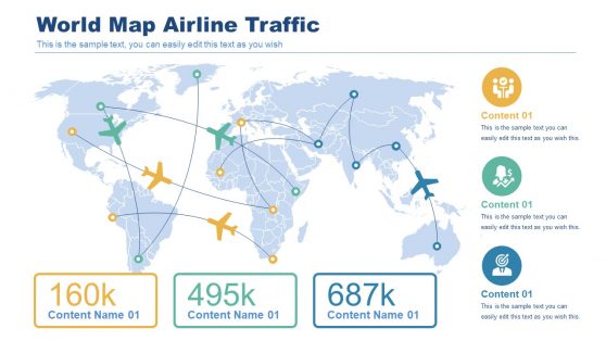 World Map Airline Traffic PowerPoint