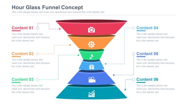 6 Steps Hour Glass PowerPoint Funnel