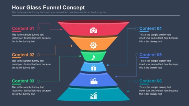6-Step Hour Glass Funnel PowerPoint Template