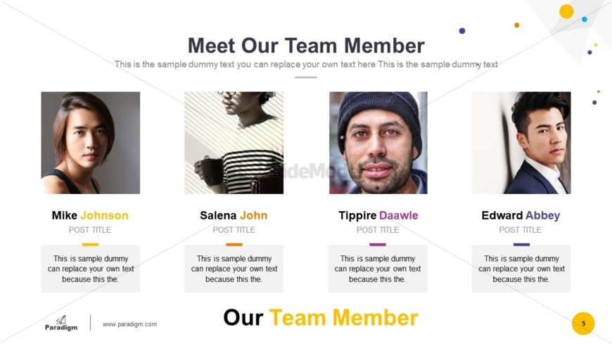 Team Members Introduction Slide