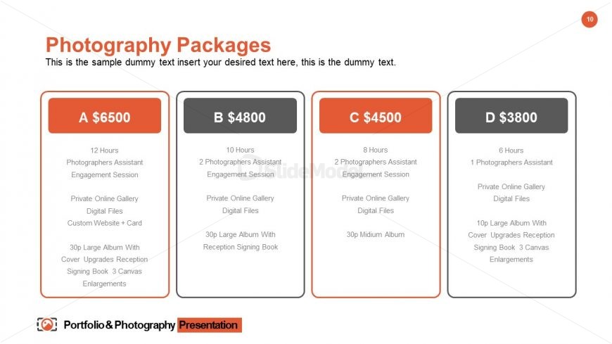 Portfolio & Photography Pricing Plan 