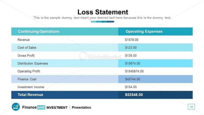 Financial statement template Table