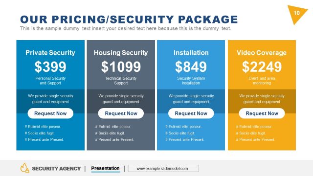 Pricing and Plans for Security Agency PPT