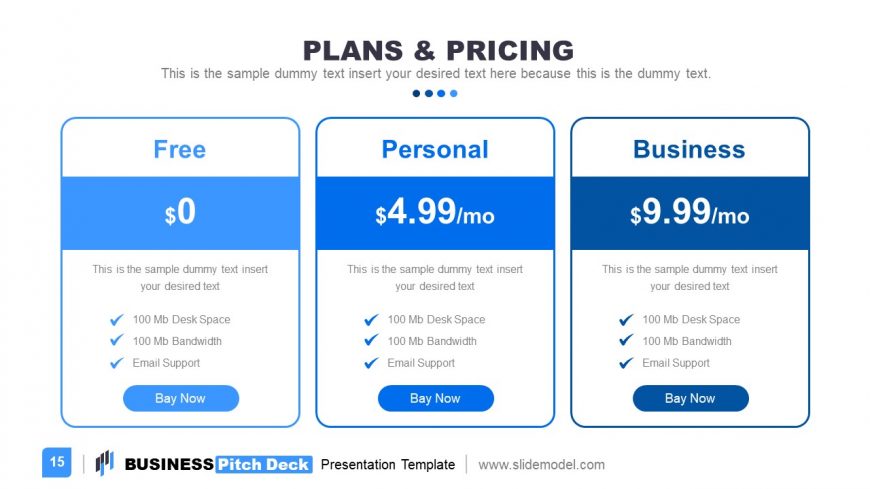 Pricing and Plans Template with Columns
