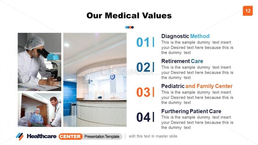 Grid Layout Portfolio of Medical Values 