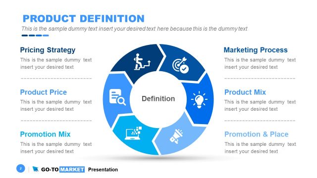5 Steps Product Definition Diagram PPT