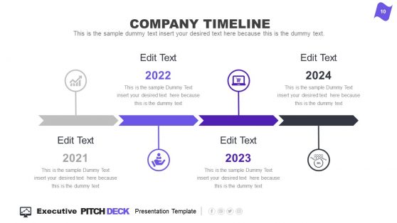 Executive Pitch Deck Company Timeline Template