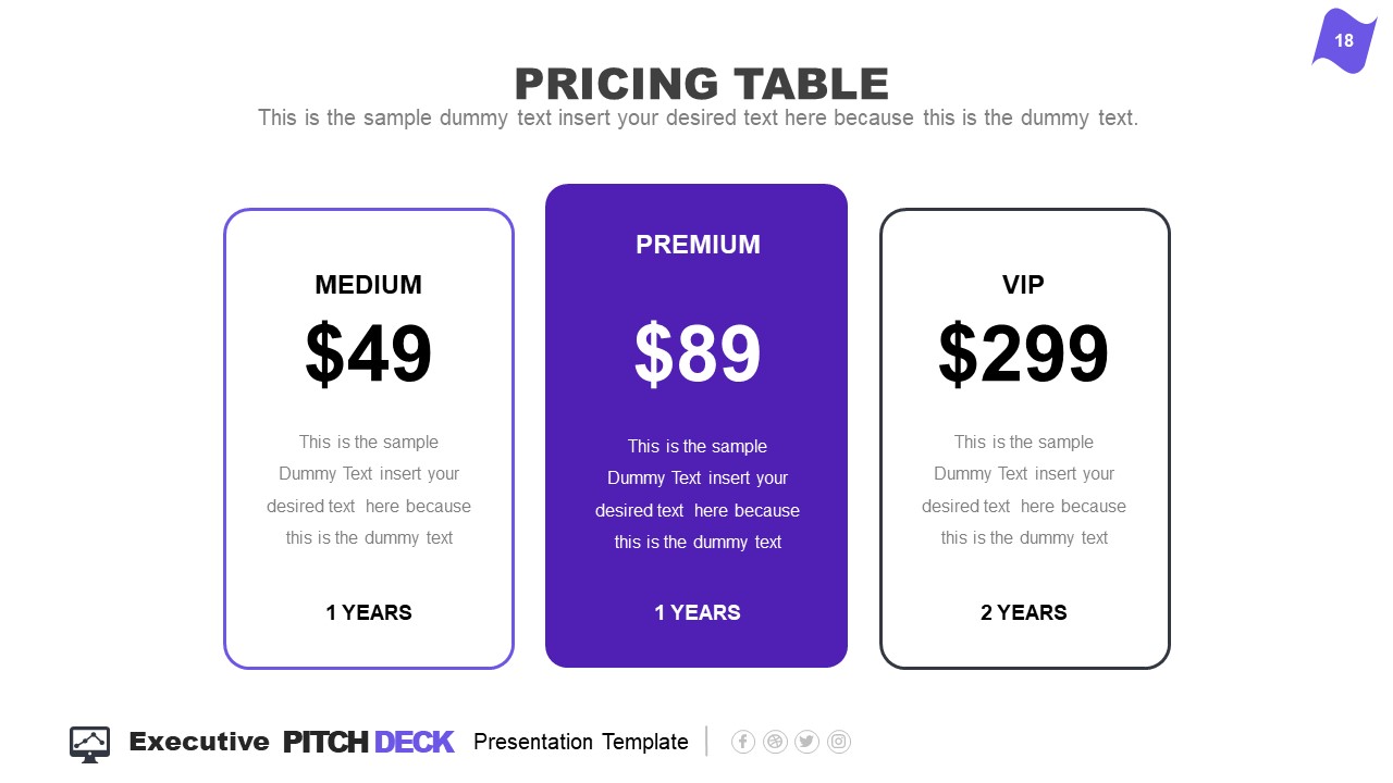 3 Columns of Pricing Information