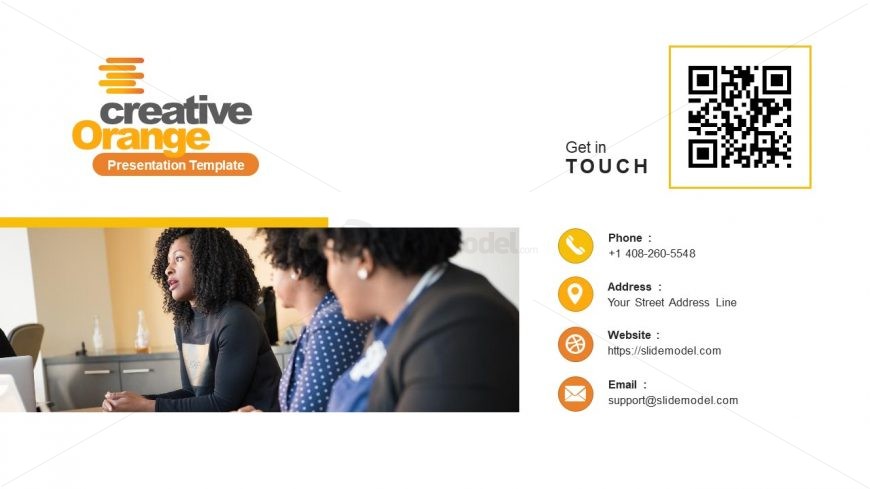 Contact Slide Template in Creative Orange PowerPoint 