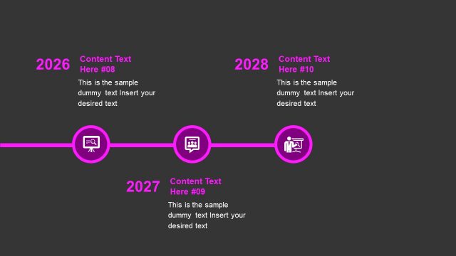 Creative Purple Horizontal Timeline PowerPoint Slide