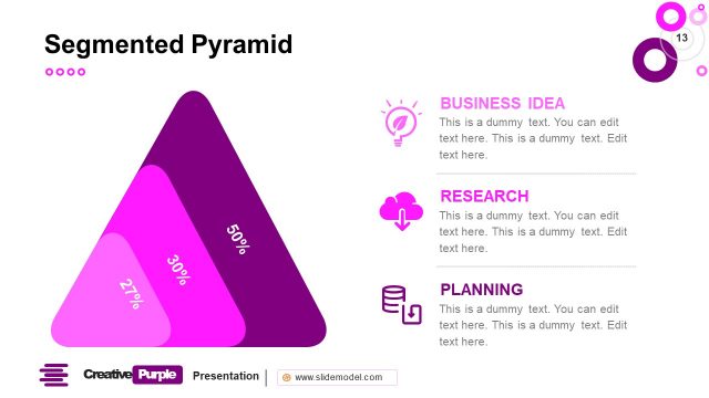 Creative Purple 3 Level Triangle PowerPoint Slide
