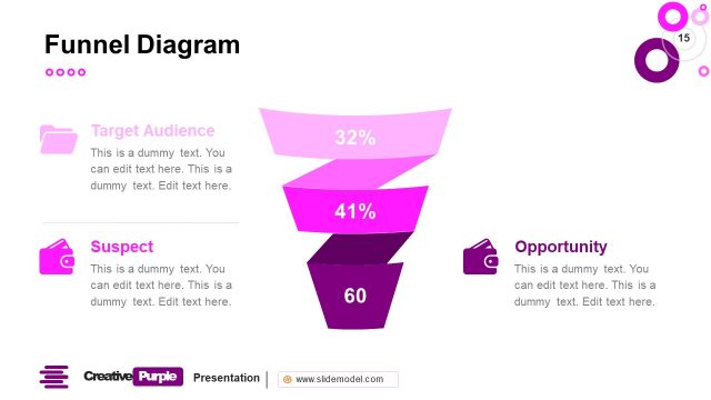 Creative Purple Ribbon Funnel PowerPoint Slide