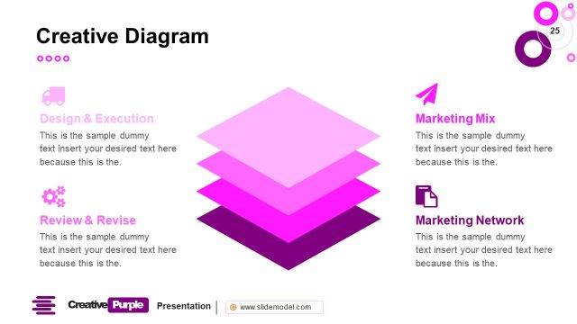 Creative Purple Stack Diagram PowerPoint Slide
