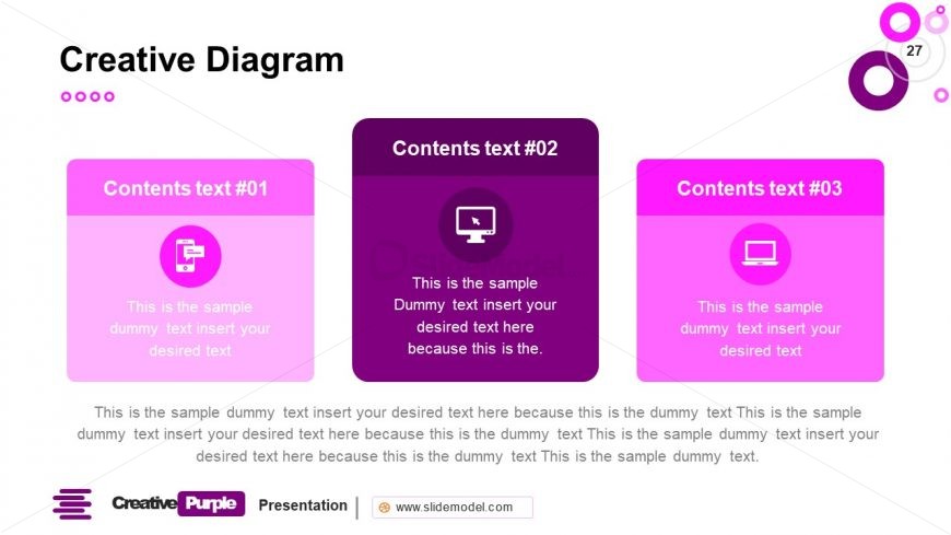 3 Column Template Creative Purple PowerPoint