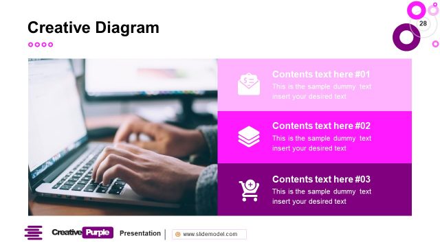 Creative Purple Bullet List PowerPoint Slide