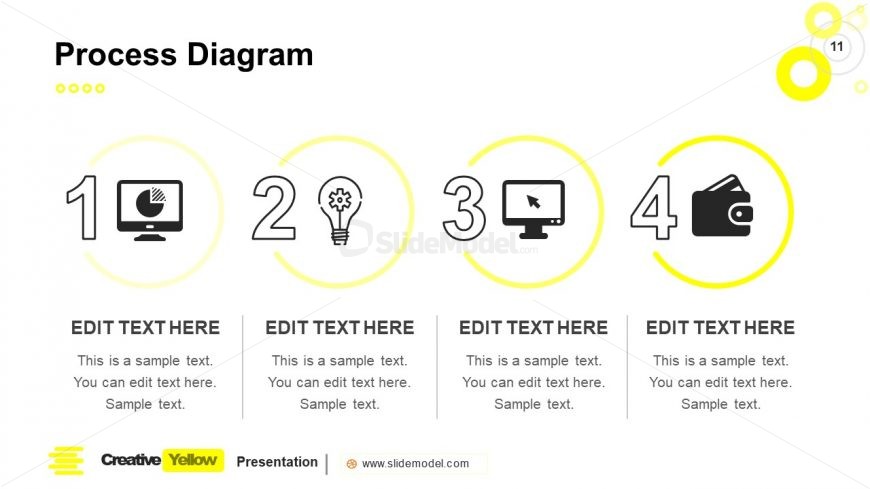 PowerPoint Process Diagram Slide Yellow Theme