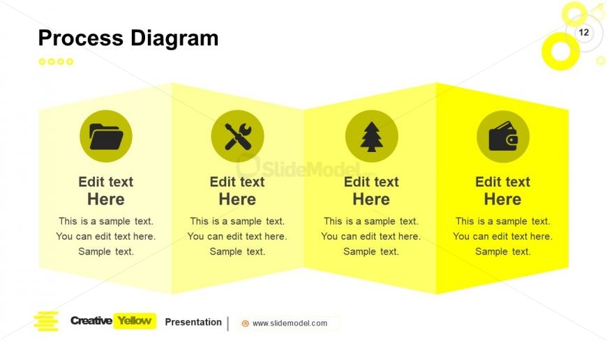 PowerPoint 4 Steps Process Flow Slide Yellow Theme
